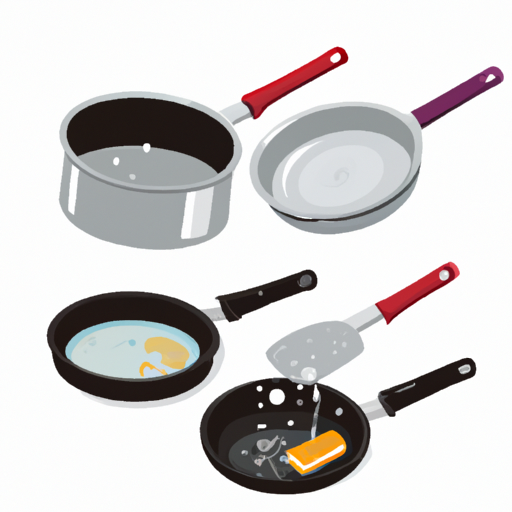 Illustration of cleaning various types of cooking pans